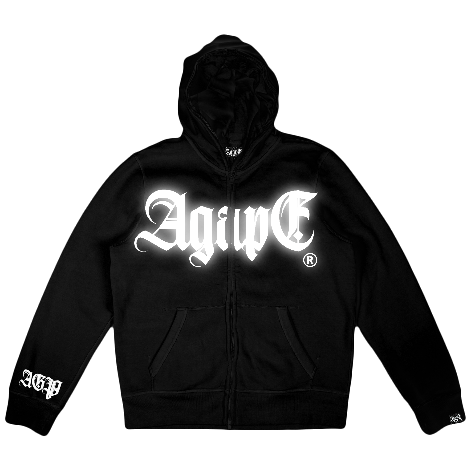 agapē “let there be light” black fullzip