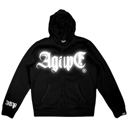 agapē “let there be light” black fullzip