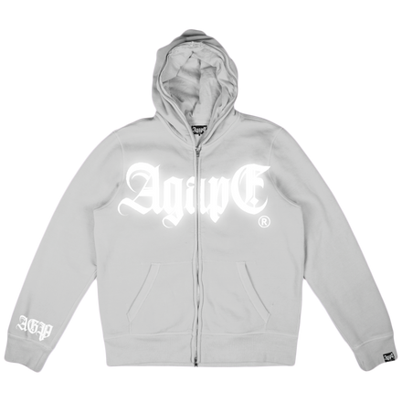 agapē “let there be light” light grey fullzip